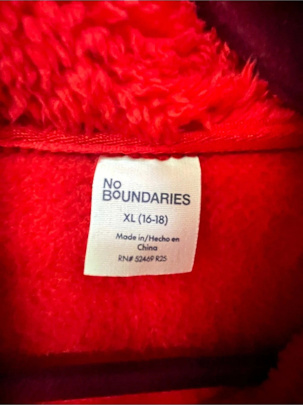 No Boundaries Red Fleece Pullover Women’s  XL (16-18) Like New - Picture 2 of 5